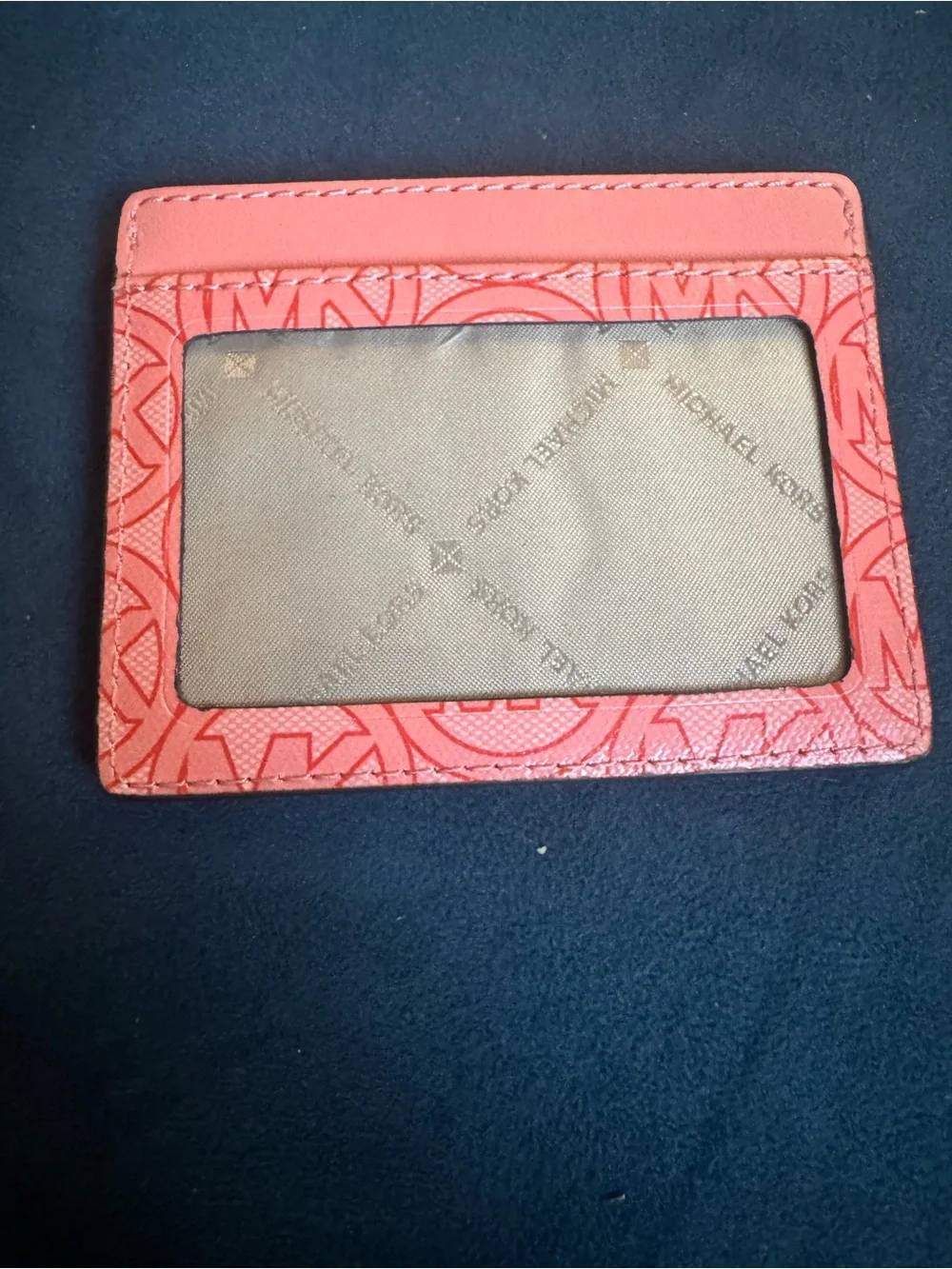 Michael Kors Coral Embossed Logo Card Holder - EUC
